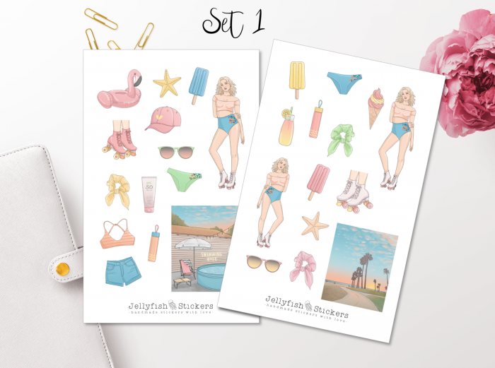 Mädchen Sommer Sticker Set